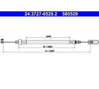 ATE 24.3727-0529.2 Cavo comando, Freno stazionamento per CITROËN,FIAT,LANCIA,PEU