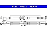 ATE 24.3727-0653.2 Cavo comando, Freno stazionamento per FORD,MAZDA