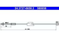 ATE 24.3727-0658.2 Cavo comando, Freno stazionamento per FORD,MAZDA