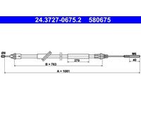 ATE 24.3727-0675.2 Cavo comando, Freno stazionamento per FORD
