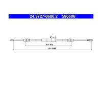 ATE 24.3727-0686.2 Cavo Del Freno A Mano Posteriore Destro Per Ford