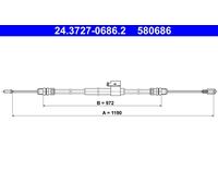 ATE 24.3727-0686.2 Cavo Freno a mano FORD