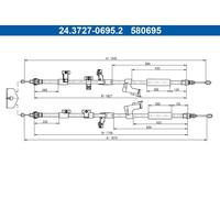 ATE Cavo freno a mano 24.3727-0695.2 per FORD C-MAX II / GRAND C-MAX / FOCUS III