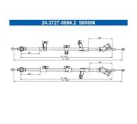 ATE 24.3727-0696.2 Cavo Di Freno Di Emergenza Centrale Per Ford Focus III