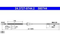 ATE 24.3727-0744.2 Cavo comando, Freno stazionamento per CHEVROLET,OPEL,VAUXHALL