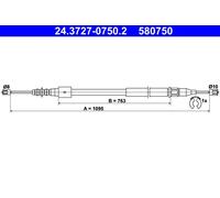 ATE 24.3727-0750.2 Cavo Freno a mano OPEL