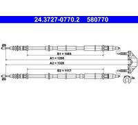 Cavo freno a mano 24.3727-0770.2 ATE per OPEL ASTRA H Familiare ASTRA H