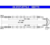 ATE 24.3727-0775.2 Cavo comando, Freno stazionamento per OPEL,VAUXHALL