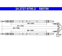 ATE 24.3727-0790.2 Cavo Freno a mano OPEL