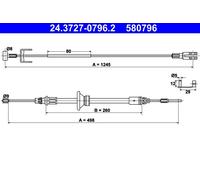 ATE 24.3727-0796.2 Cavo comando, Freno stazionamento per NISSAN,OPEL,RENAULT,VAU
