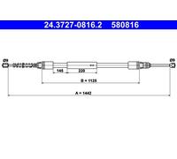 ATE 24.3727-0816.2 Cavo comando, Freno stazionamento per CITROËN,PEUGEOT