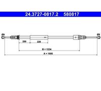 ATE 24.3727-0817.2 Cavo freno a mano per CITROËN SAXO (S0, S1) Posteriore