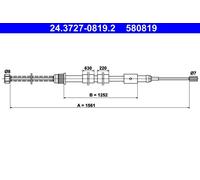 ATE 24.3727-0819.2 Cavo comando, Freno stazionamento per PEUGEOT