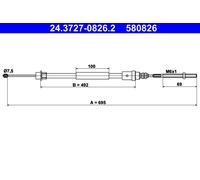 ATE 24.3727-0826.2 Cavo comando, Freno stazionamento per PEUGEOT