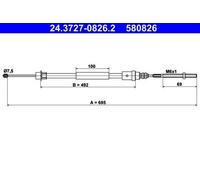 ATE 24.3727-0826.2 Cavo freno a mano adatto per PEUGEOT 406 (8B) 406 Coupe (8C)