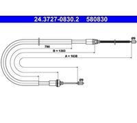 ATE 24.3727-0830.2 Cavo freno a mano