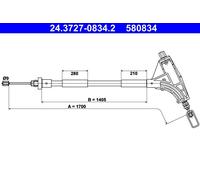 ATE 24.3727-0834.2 Cavo Freno a mano PEUGEOT