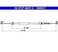 Cavo freno a mano 24.3727-0837.2 ATE per PEUGEOT 607