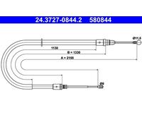 ATE 24.3727-0844.2 Cavo Freno a mano PEUGEOT