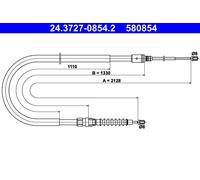 ATE 24.3727-0854.2 Cavo comando, Freno stazionamento per PEUGEOT