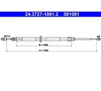 ATE 24.3727-1081.2 Cavo comando, Freno stazionamento per RENAULT
