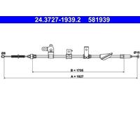 ATE 24.3727-1939.2 Cavo freno a mano per TOYOTA COROLLA Verso (ZER, ZZE12, R1)