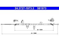 ATE 24.3727-1973.2 Cavo comando, Freno stazionamento per TOYOTA