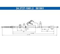ATE 24.3727-1981.2 Cavo comando, Freno stazionamento per TOYOTA