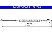 ATE 24.3727-2508.2 Cavo comando, Freno stazionamento per SKODA,VW