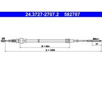ATE 24.3727-2707.2 Cavo Freno a mano VW SEAT
