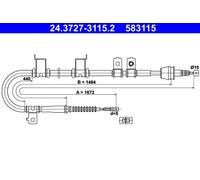 ATE 24.3727-3115.2 Cavo comando, Freno stazionamento per HYUNDAI