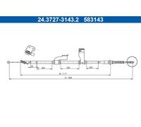 ATE 24.3727-3143.2 Cavo comando, Freno stazionamento per HYUNDAI