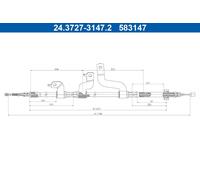 ATE 24.3727-3147.2 Cavo comando, Freno stazionamento per HYUNDAI
