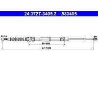 ATE 24.3727-3405.2 Cavo comando, Freno stazionamento per VW