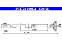 ATE 24.3728-0108.2 Cavo comando, Comando frizione per VW