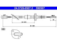 ATE Cavo frizione 24.3728-0507.2 per FIAT Seicento (600), Cinquecento