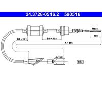 ATE 24.3728-0516.2 Cavo comando, Comando frizione per FIAT,LANCIA