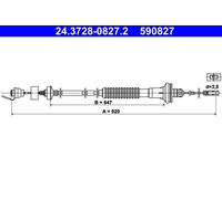 ATE 24.3728-0827.2 Cavo comando, Comando frizione per PEUGEOT