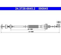 ATE 24.3728-0845.2 Cavo comando, Comando frizione per PEUGEOT