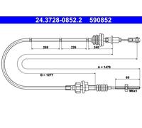 ATE 24.3728-0852.2 Cavo comando, Comando frizione per CITROËN,PEUGEOT