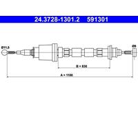 ATE 24.3728-1301.2 Cavo comando, Comando frizione per VOLVO