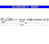 ATE 24.3728-3201.2 Cavo comando, Comando frizione per KIA