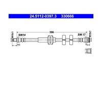 ATE 24.5112-0397.3 Flessibile Del Freno per Alfa Romeo