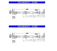 ATE 24.5140-0514.3 Tubo Freno Anteriore per VW Multivan V