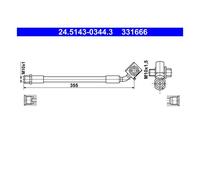 ATE 24.5143-0344.3 Tubo Del Freno Anteriore Sinistro per Opel Astra K