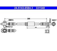 ATE Tubo freno 24.5143-0584.3 anteriore per VW Jetta IV, Beetle, Golf VI Variant