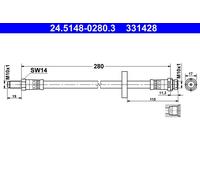 ATE Tubo flessibile freno 24.5148-0280.3 Assale posteriore per Ford Mondeo III