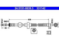 ATE 24.5151-0639.3 Flessibile del freno per CITROËN,PEUGEOT