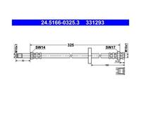 ATE 24.5166-0325.3 Flessibile Del Freno per Skoda Favorit VW Caddy II Pick-Up