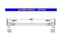 ATE 24.5201-0164.3 Tubo Freno per VW Golf 1 2 Passat Jetta Audi 80 Seat
